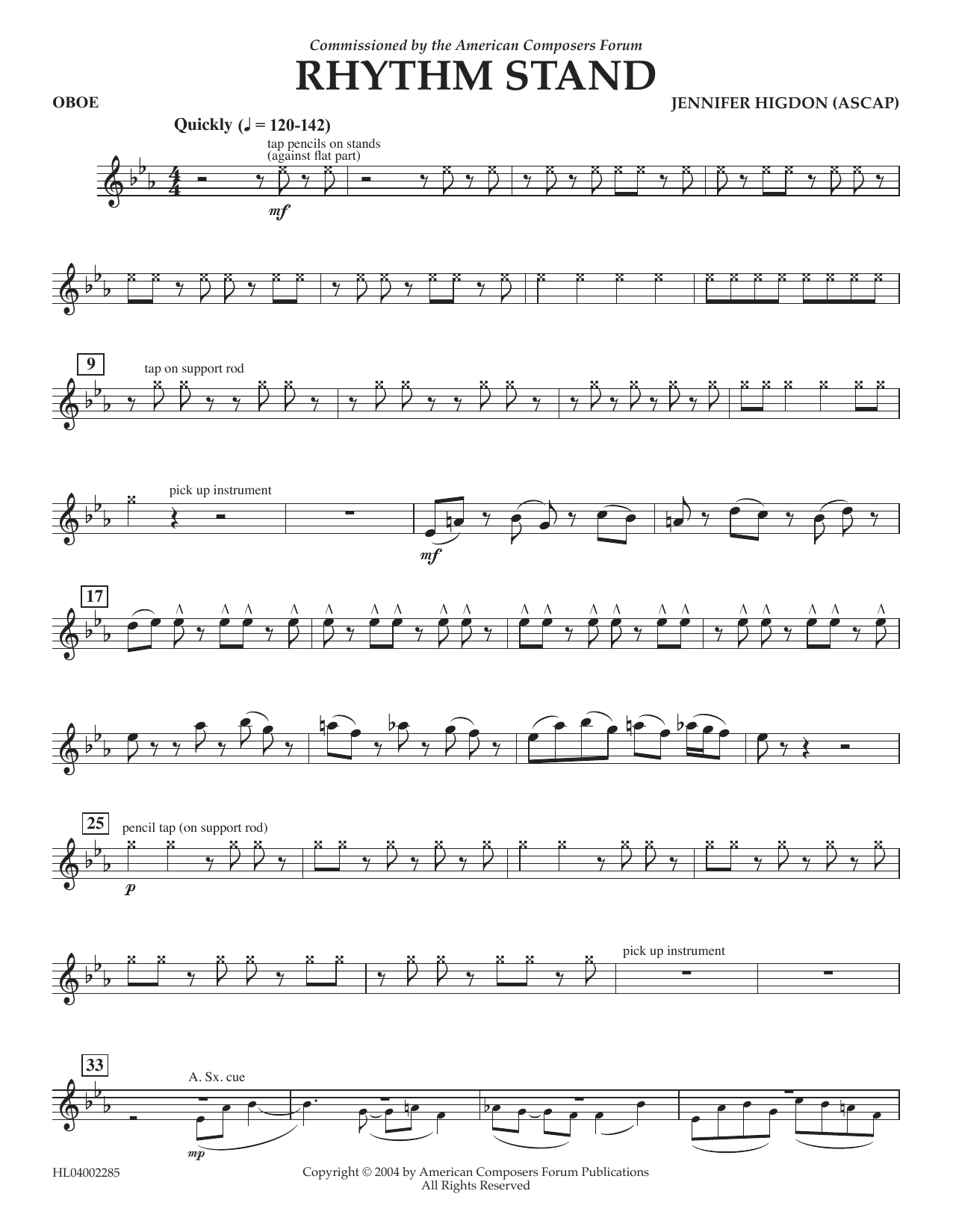 Learn to play Jennifer Higdon Rhythm Stand - Oboe sheet music for Concert Band in minutes. Price: 5.9900$ Jennifer Higdon Rhythm Stand - Oboe sheet music notes and chords arranged for Concert Band
