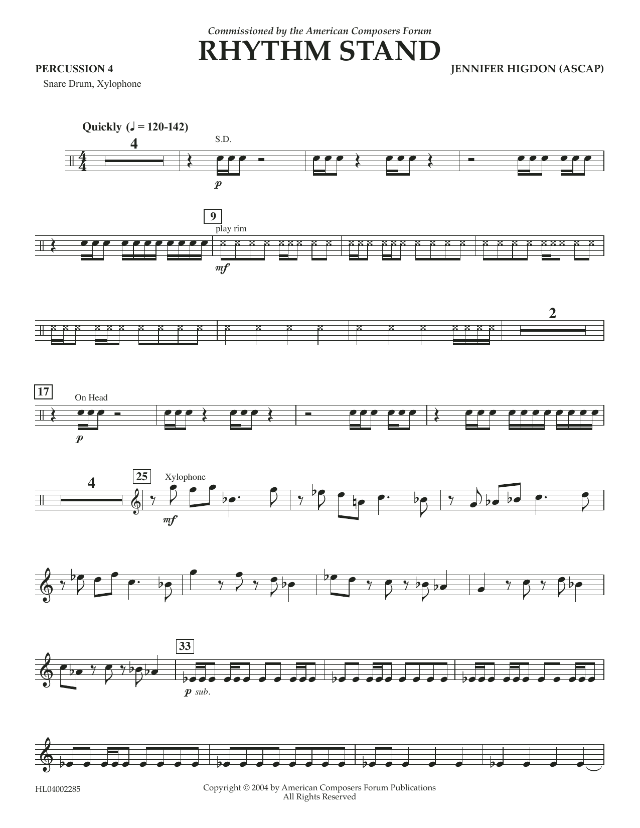 Learn to play Jennifer Higdon Rhythm Stand - Percussion 4 sheet music for Concert Band in minutes. Price: 5.9900$ Jennifer Higdon Rhythm Stand - Percussion 4 sheet music notes and chords arranged for Concert Band