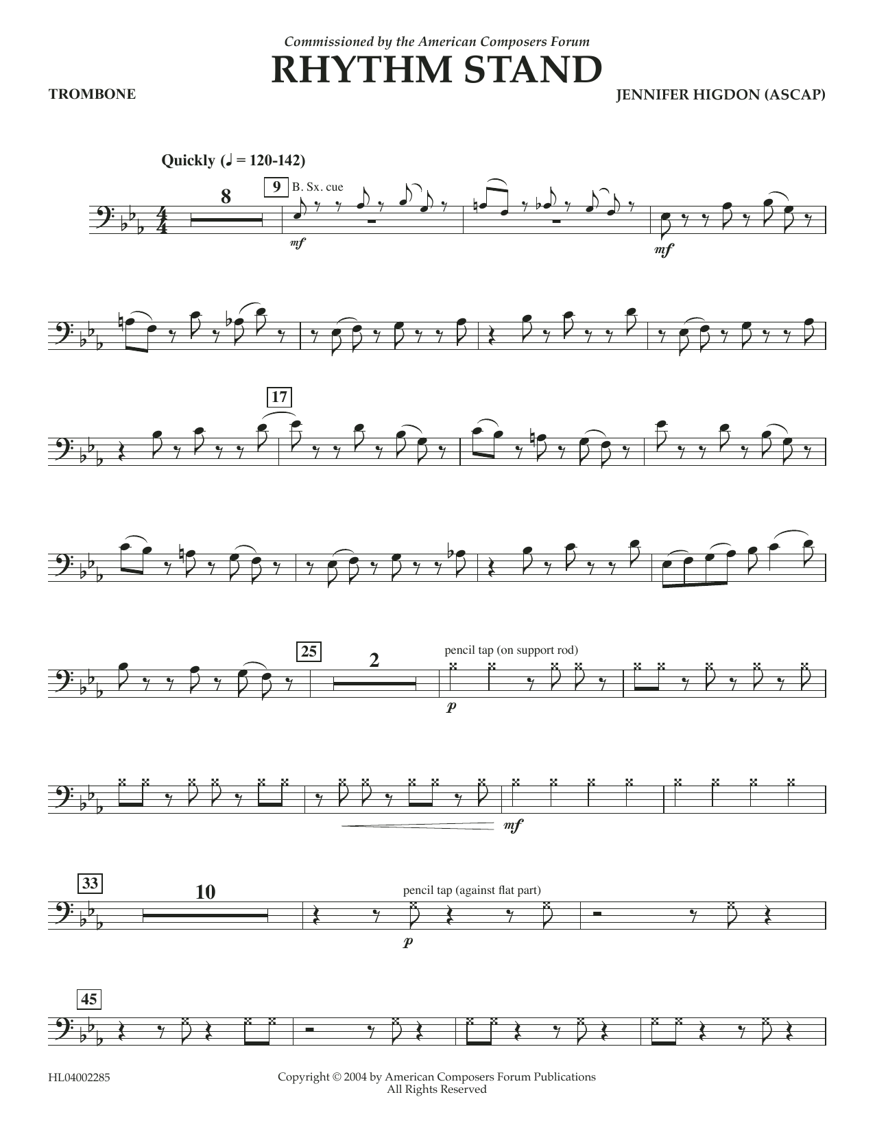 Learn to play Jennifer Higdon Rhythm Stand - Trombone sheet music for Concert Band in minutes. Price: 5.9900$ Jennifer Higdon Rhythm Stand - Trombone sheet music notes and chords arranged for Concert Band