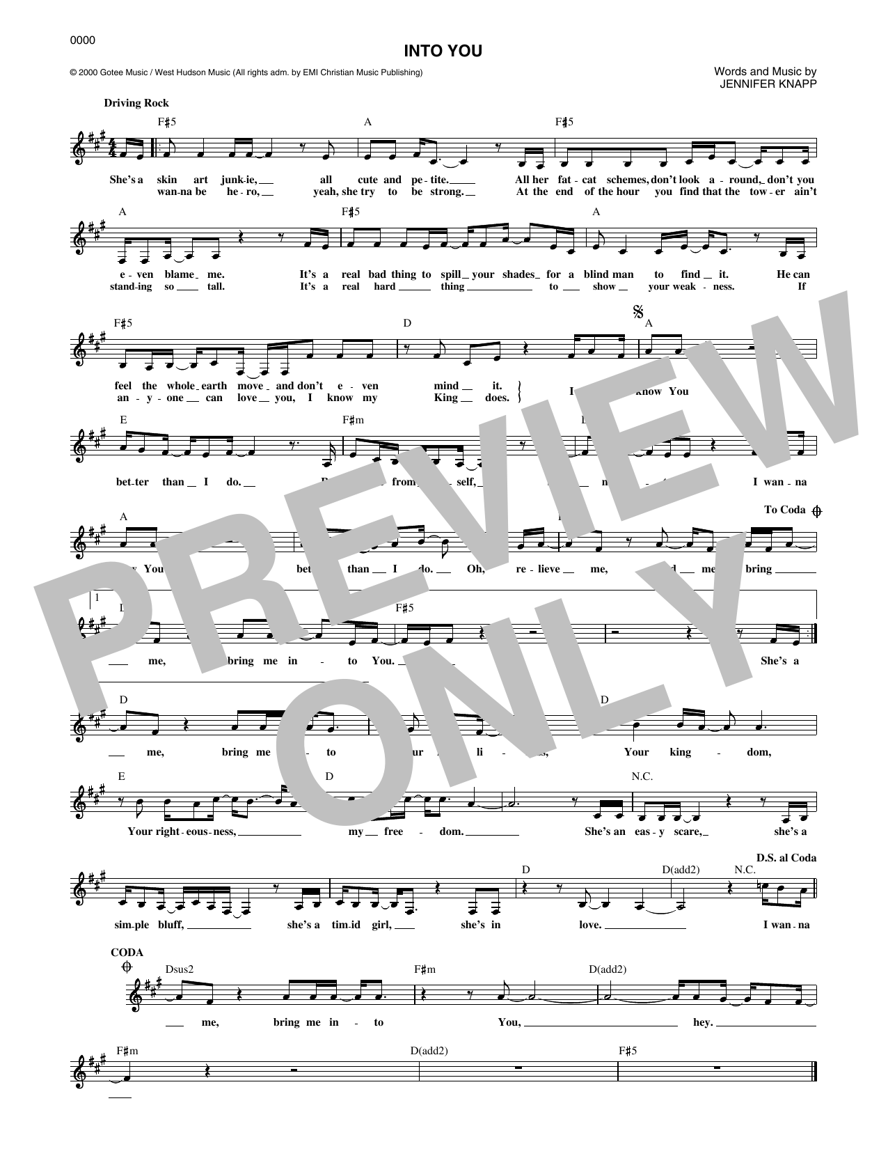 Jennifer Knapp Into You sheet music notes and chords. Download Printable PDF.