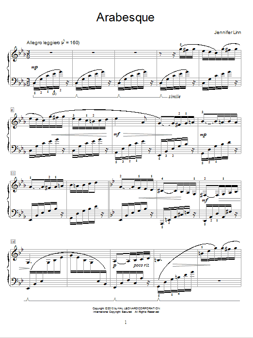 Learn to play Jennifer Linn Arabesque sheet music for Educational Piano in minutes. Jennifer Linn Arabesque sheet music notes and chords