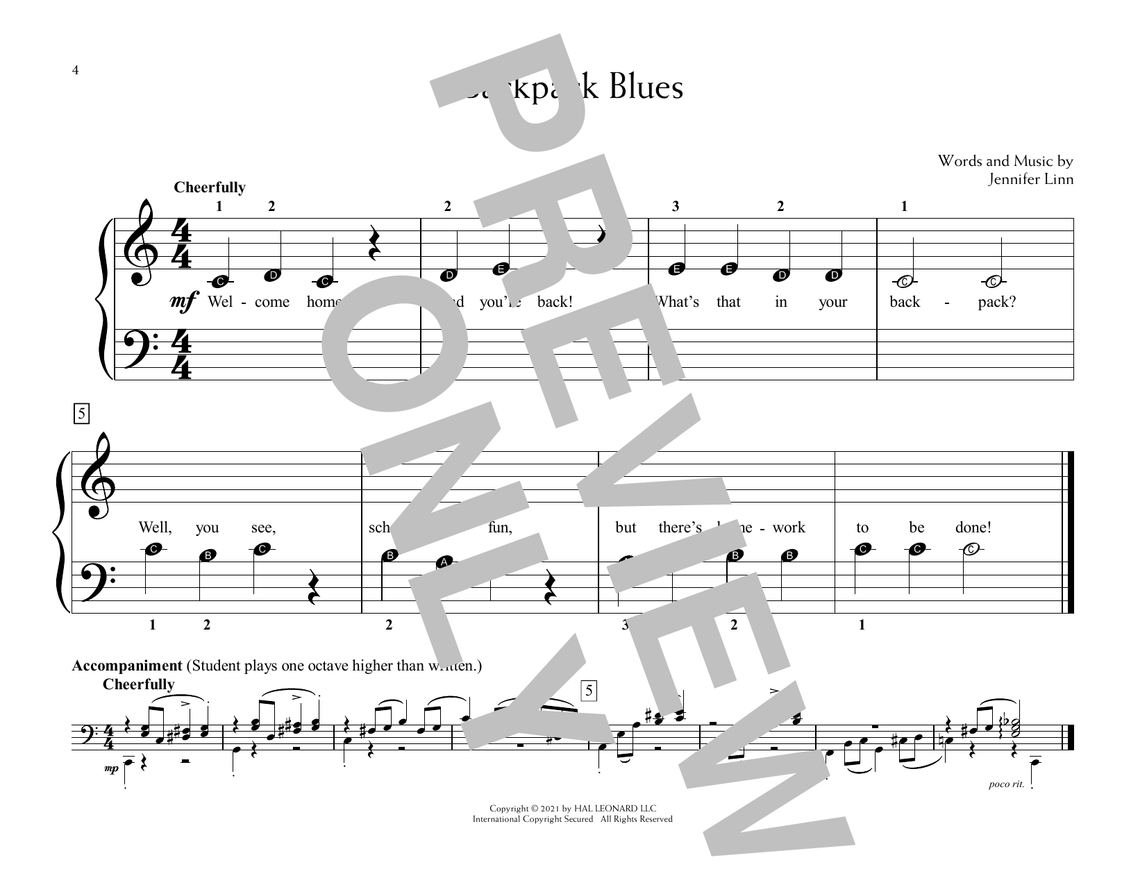 Jennifer Linn Backpack Blues sheet music notes and chords. Download Printable PDF.