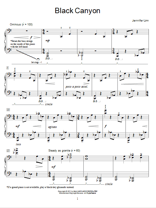 Jennifer Linn Black Canyon sheet music notes and chords. Download Printable PDF.