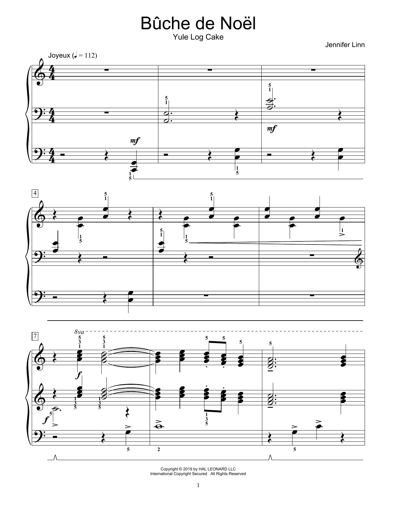 Jennifer Linn Buche de Noel sheet music notes and chords. Download Printable PDF.