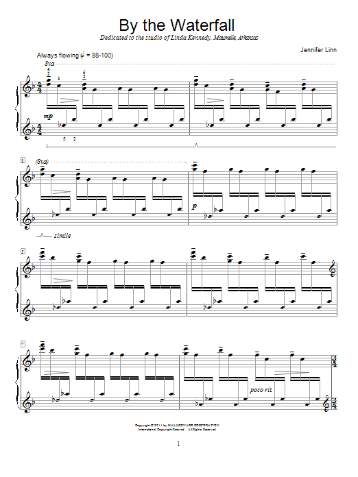 Jennifer Linn By The Waterfall sheet music notes and chords. Download Printable PDF.