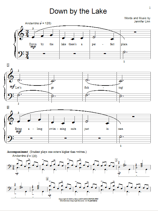 Learn to play Jennifer Linn Down By The Lake sheet music for Educational Piano in minutes. Price: 6.9900$ Jennifer Linn Down By The Lake sheet music notes and chords arranged for Educational Piano