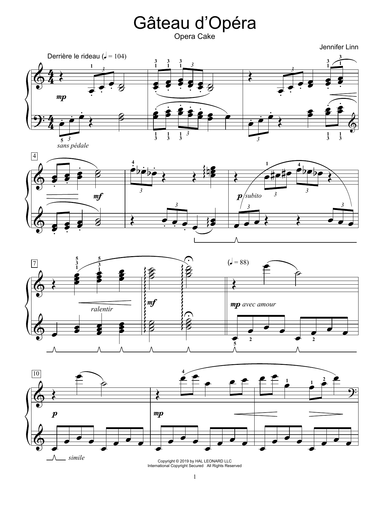 Jennifer Linn Gateau d'Opera sheet music notes and chords. Download Printable PDF.