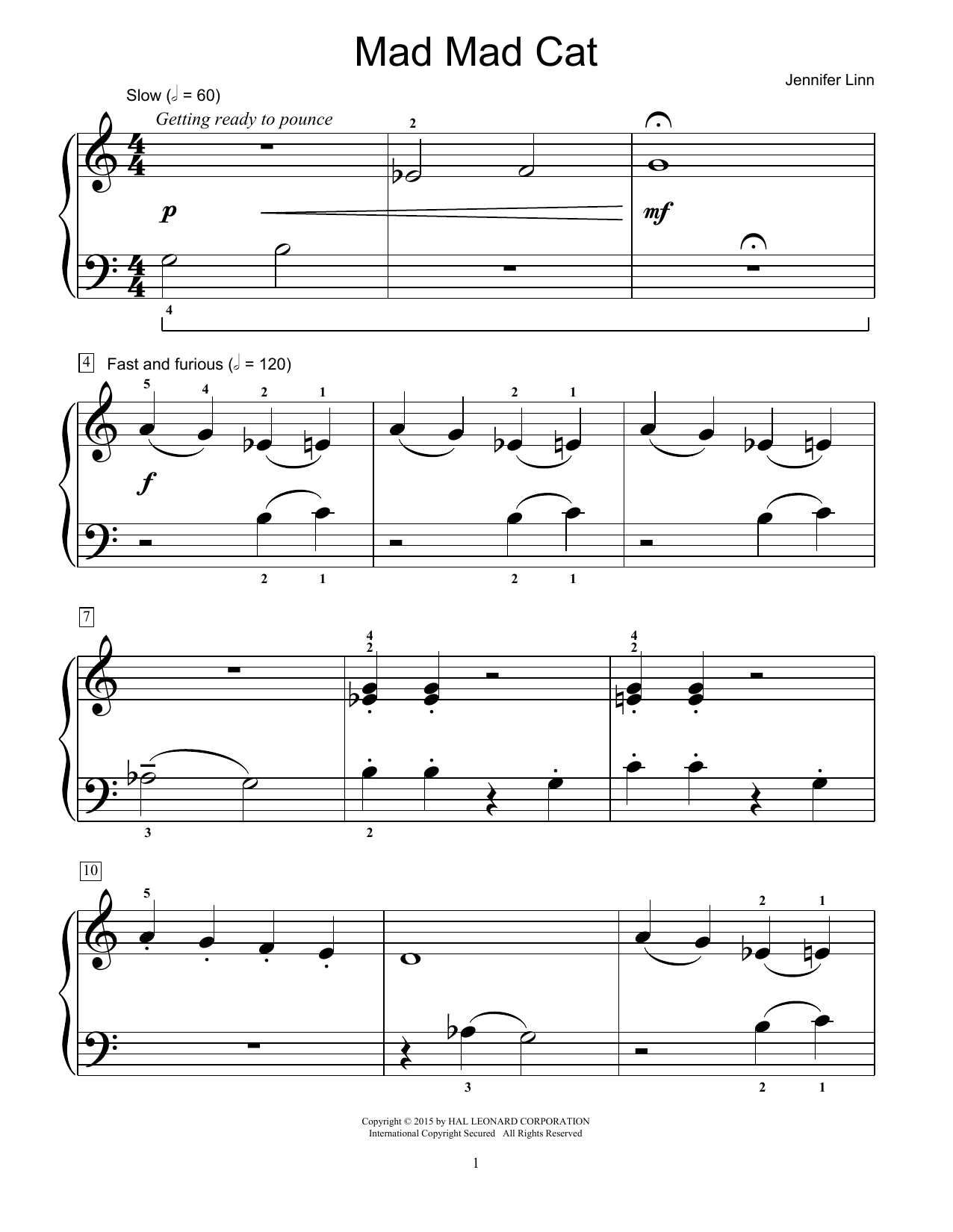 Jennifer Linn Mad Mad Cat sheet music notes and chords. Download Printable PDF.