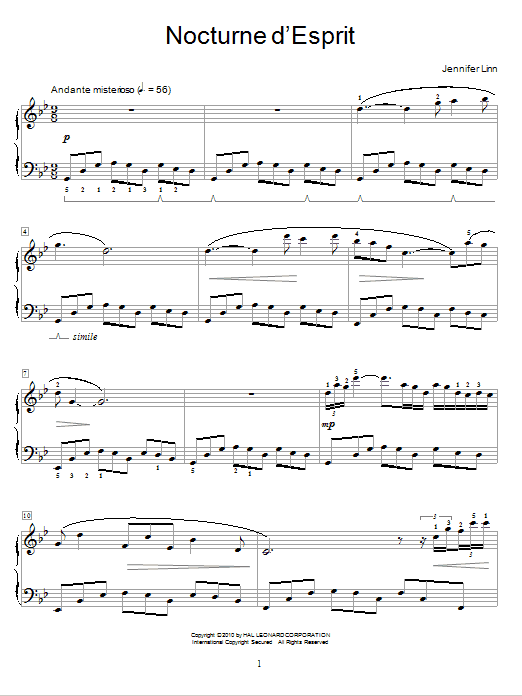 Jennifer Linn Nocturne d'Esprit sheet music notes and chords. Download Printable PDF.