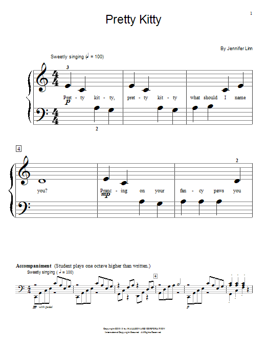 Jennifer Linn Pretty Kitty sheet music notes and chords. Download Printable PDF.