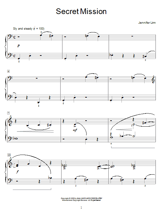 Jennifer Linn Secret Mission sheet music notes and chords. Download Printable PDF.