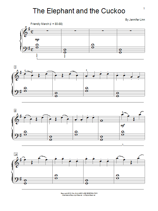 Learn to play Jennifer Linn The Elephant And The Cuckoo sheet music for Educational Piano in minutes. Price: 6.9900$ Jennifer Linn The Elephant And The Cuckoo sheet music notes and chords arranged for Educational Piano