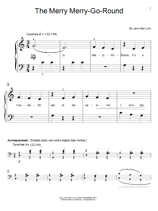 Jennifer Linn The Merry Merry-Go-Round sheet music notes and chords. Download Printable PDF.