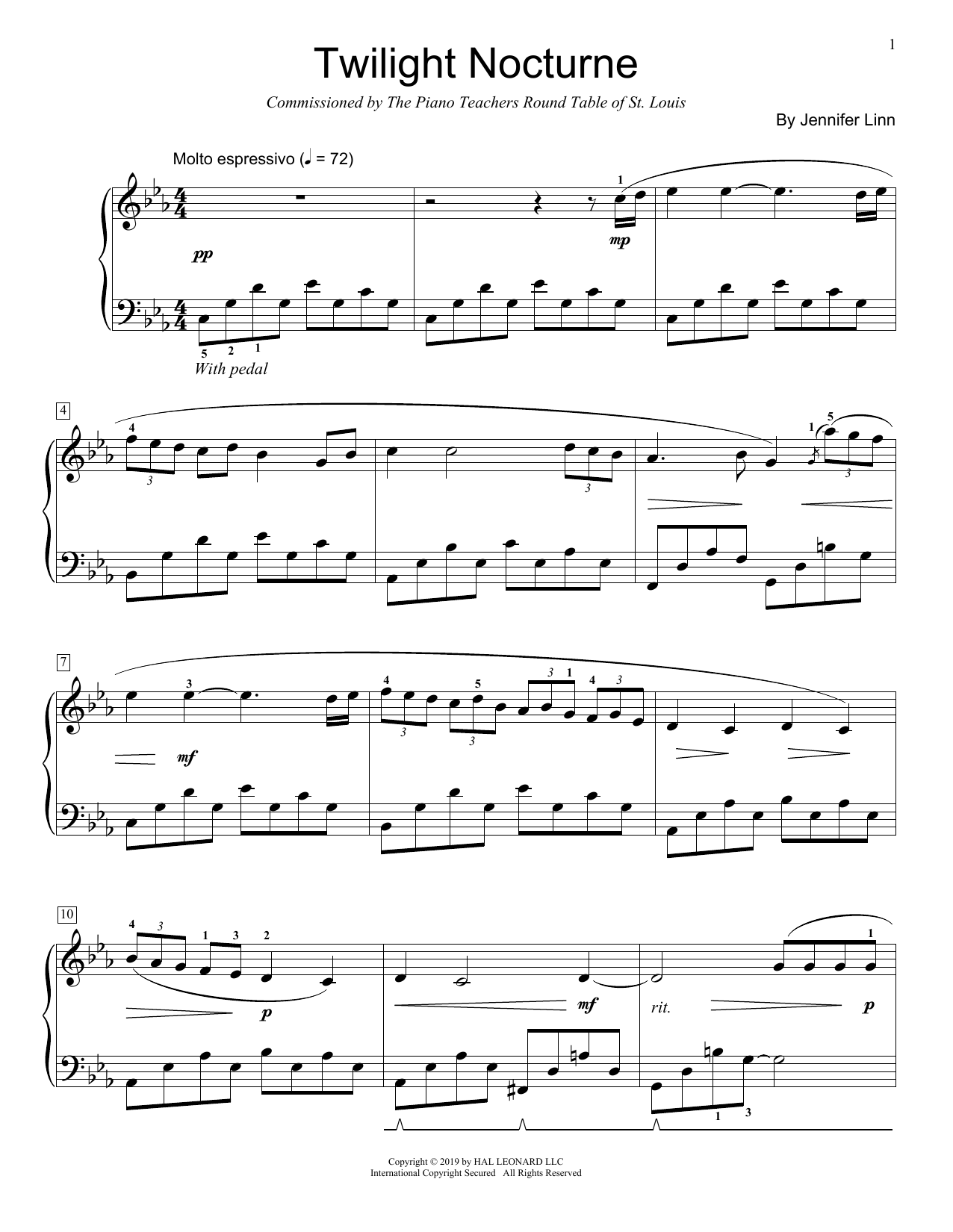 Jennifer Linn Twilight Nocturne sheet music notes and chords. Download Printable PDF.