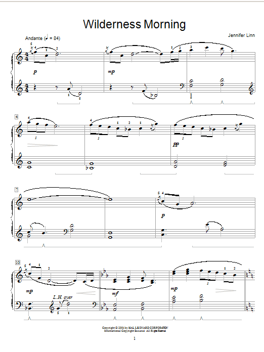 Jennifer Linn Wilderness Morning sheet music notes and chords. Download Printable PDF.