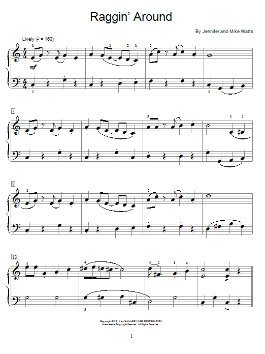 Jennifer Watts Raggin' Around sheet music notes and chords. Download Printable PDF.