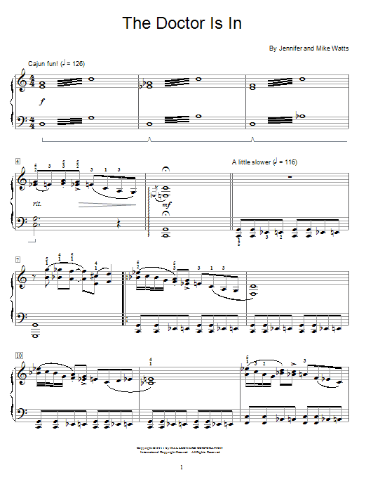 Learn to play Jennifer Watts The Doctor Is In sheet music for Educational Piano in minutes. Price: 6.9900$ Jennifer Watts The Doctor Is In sheet music notes and chords arranged for Educational Piano