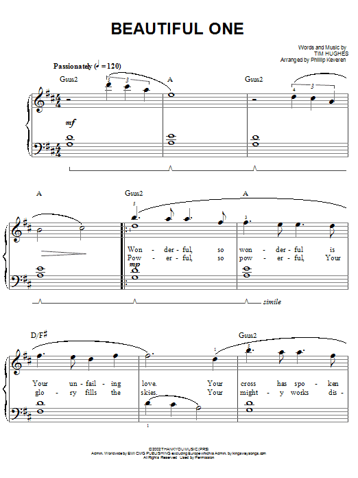 Jeremy Camp Beautiful One sheet music notes and chords. Download Printable PDF.