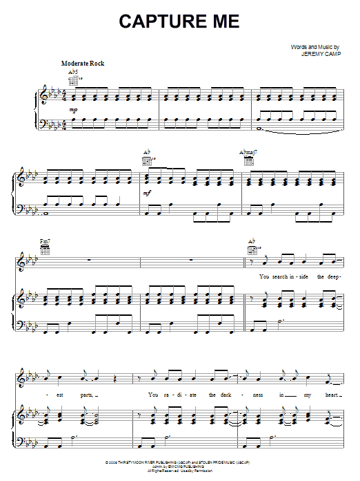 Jeremy Camp Capture Me sheet music notes and chords. Download Printable PDF.