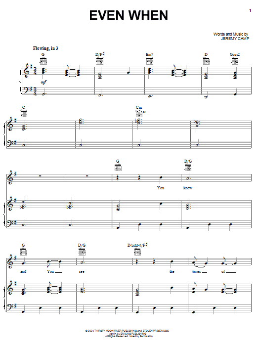 Jeremy Camp Even When sheet music notes and chords. Download Printable PDF.