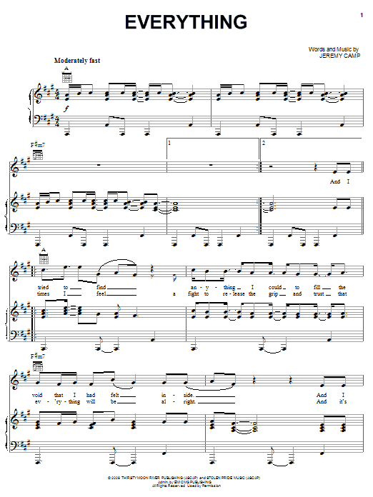 Jeremy Camp Everything sheet music notes and chords. Download Printable PDF.