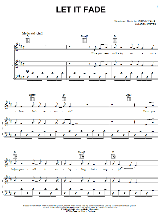 Jeremy Camp Let It Fade sheet music notes and chords. Download Printable PDF.