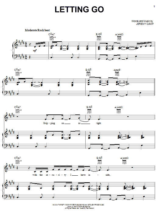 Jeremy Camp Letting Go sheet music notes and chords. Download Printable PDF.