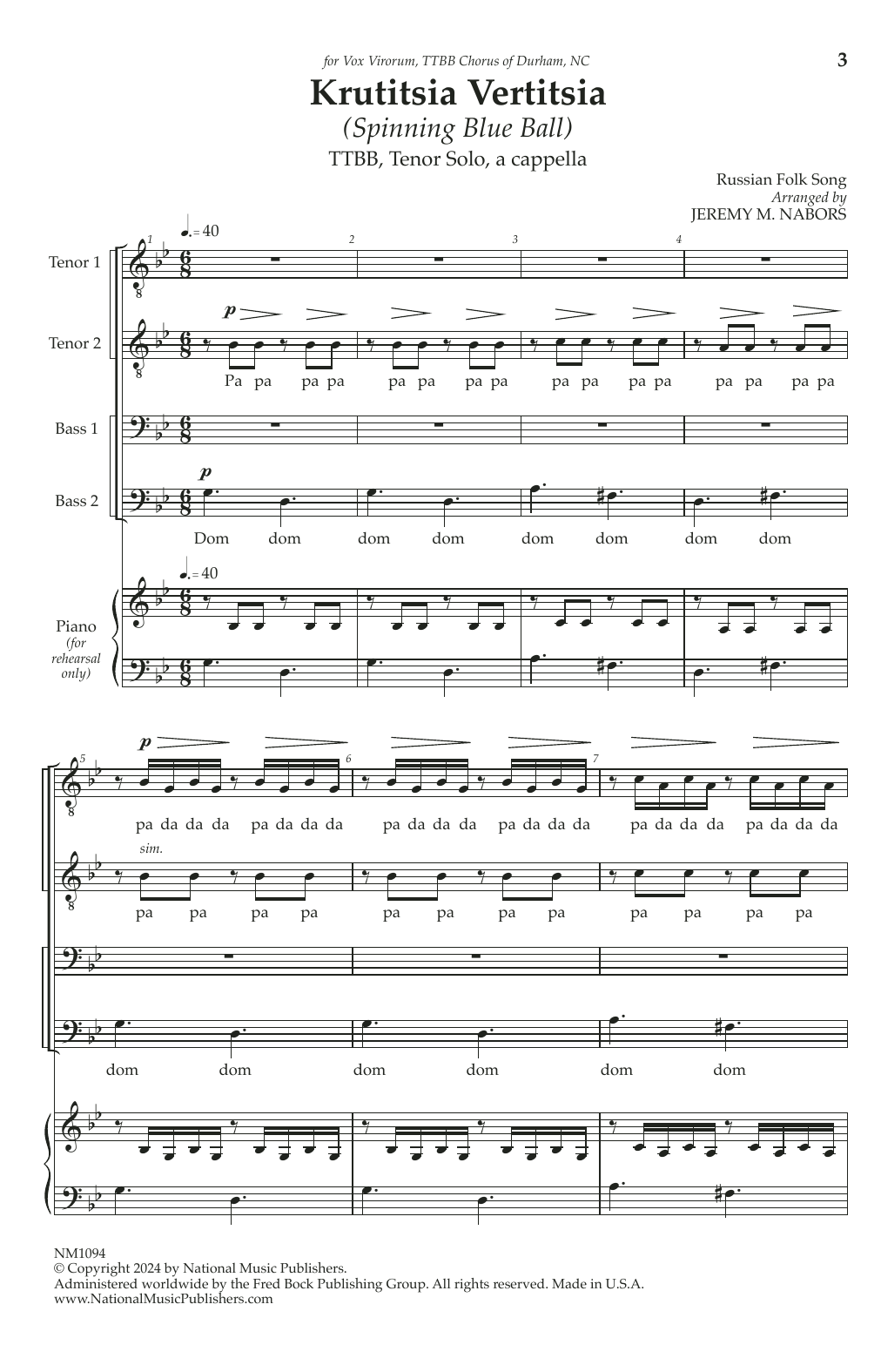 Jeremy Nabors Krutitsia Vertitsia sheet music notes and chords. Download Printable PDF.