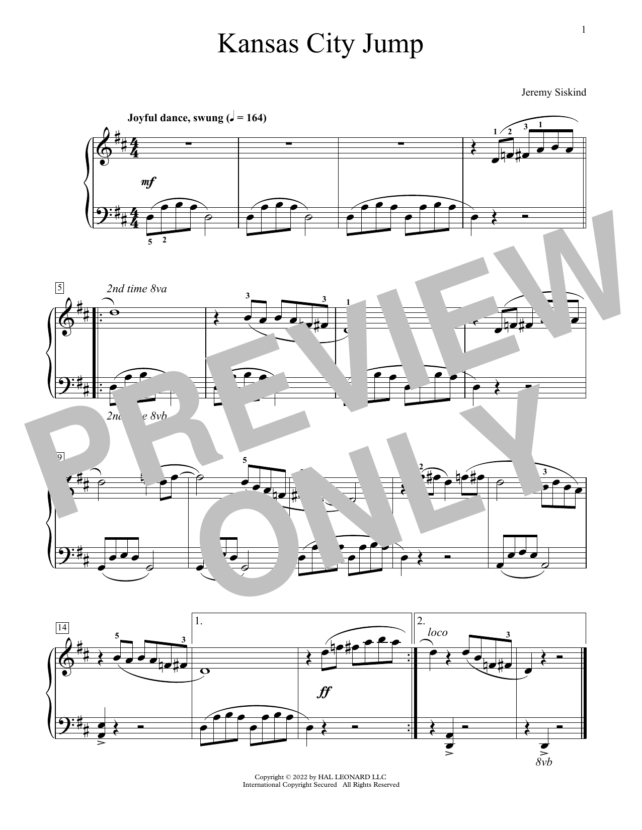 Jeremy Siskind Kansas City Jump sheet music notes and chords. Download Printable PDF.