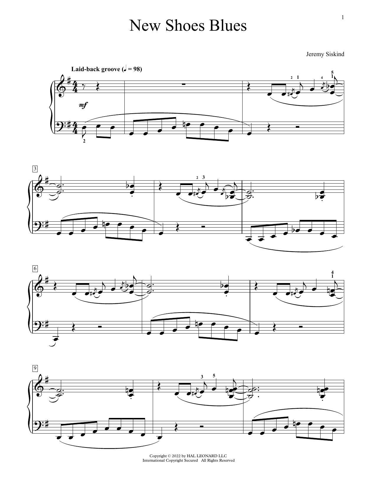 Jeremy Siskind New Shoes Blues sheet music notes and chords. Download Printable PDF.