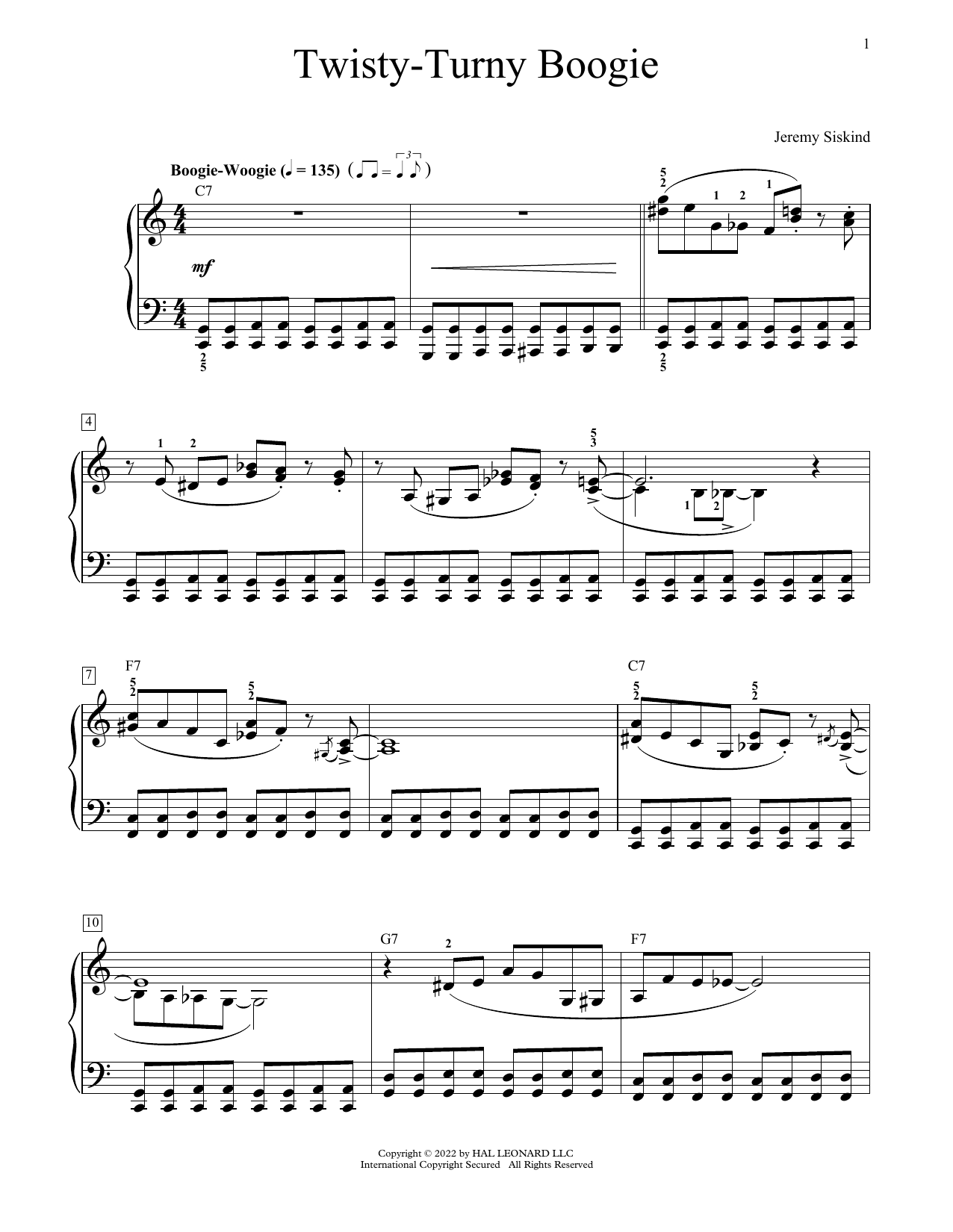 Jeremy Siskind Twisty-Turny Boogie sheet music notes and chords. Download Printable PDF.