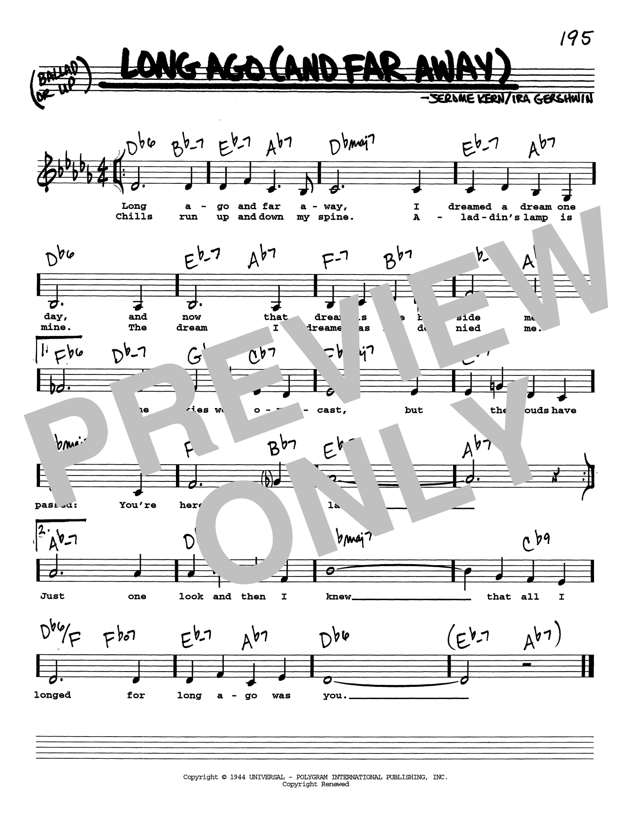 Learn to play Jerome Kern Long Ago (And Far Away) (Low Voice) sheet music for Real Book – Melody, Lyrics & Chords in minutes. Price: 3.9900$ Jerome Kern Long Ago (And Far Away) (Low Voice) sheet music notes and chords arranged for Real Book – Melody, Lyrics & Chords