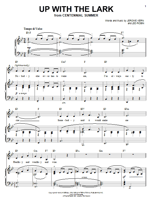 Learn to play Jerome Kern Up With The Lark sheet music for Real Book – Melody & Chords in minutes. Jerome Kern Up With The Lark sheet music notes and chords. Download Printable PDF.
