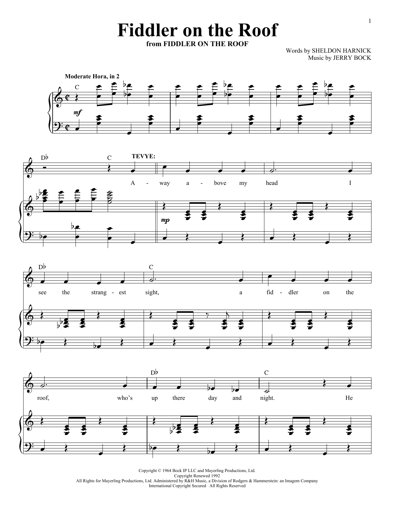 Jerry Bock Fiddler On The Roof Sheet Music & Chords for Easy Lead Sheet   Fak | Download PDF Score - 2