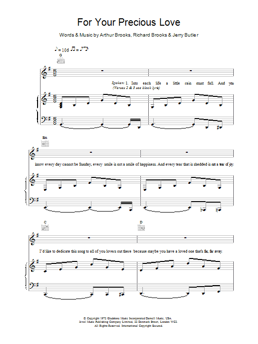 James Brown For Your Precious Love sheet music notes and chords - Download Printable PDF and start playing in minutes.