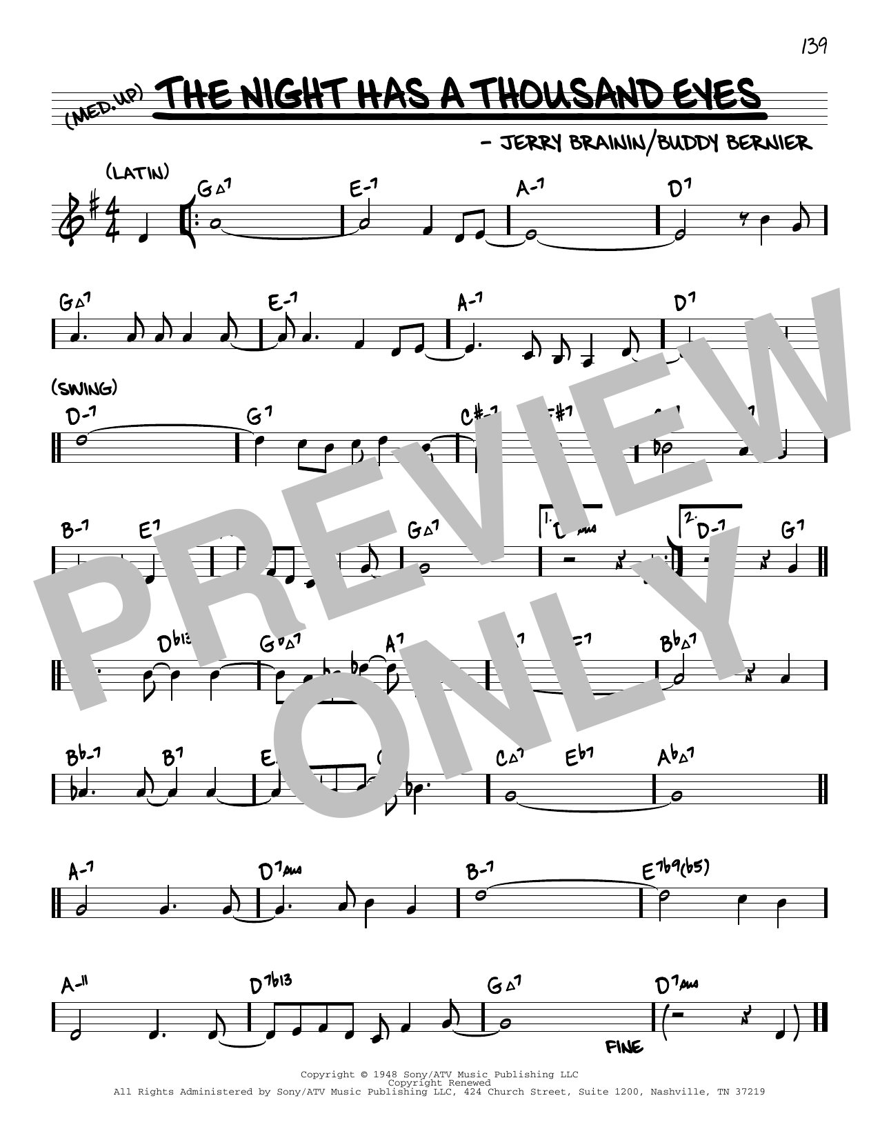 Learn to play Jerry Brainin The Night Has A Thousand Eyes (arr. David Hazeltine) sheet music for Real Book – Enhanced Chords in minutes. Price: 5.9900$ Jerry Brainin The Night Has A Thousand Eyes (arr. David Hazeltine) sheet music notes and chords arranged for Real Book – Enhanced Chords