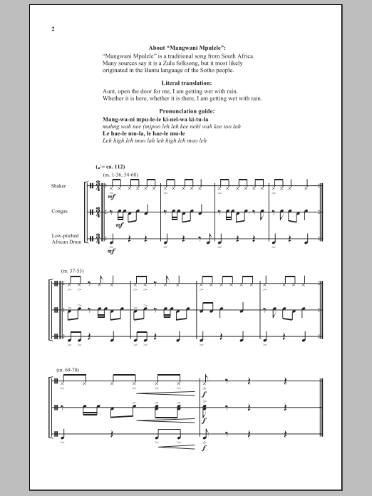 Jerry Estes Mangwani Mpulele sheet music notes and chords. Download Printable PDF.