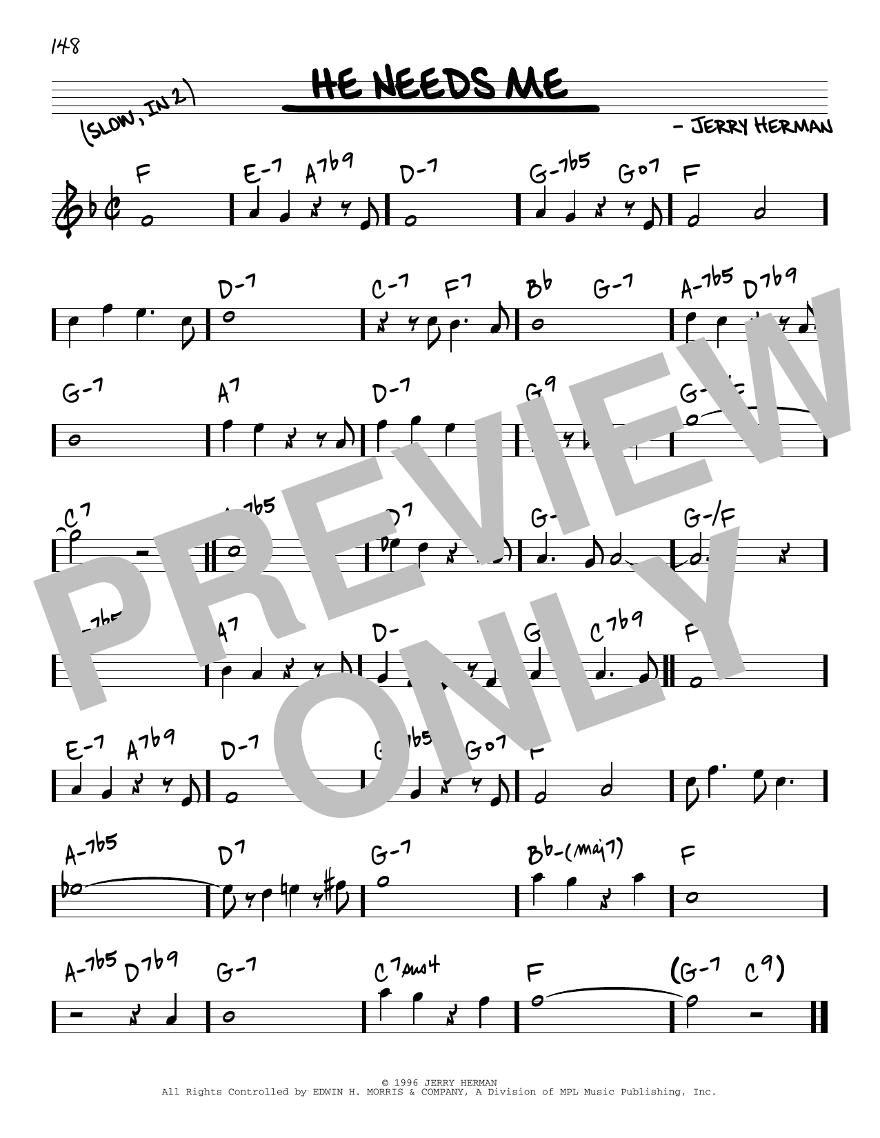 Jerry Herman He Needs Me sheet music notes and chords. Download Printable PDF.