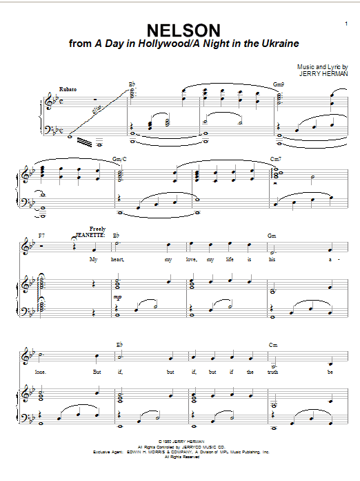 Jerry Herman Nelson sheet music notes and chords. Download Printable PDF.