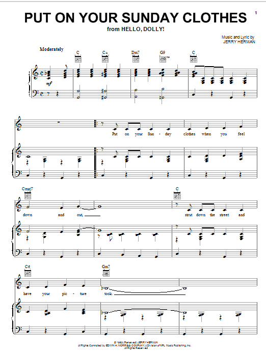 Jerry Herman Put On Your Sunday Clothes Sheet Music Pdf Notes