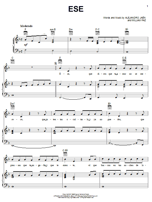 Jerry Rivera Ese sheet music notes and chords. Download Printable PDF.