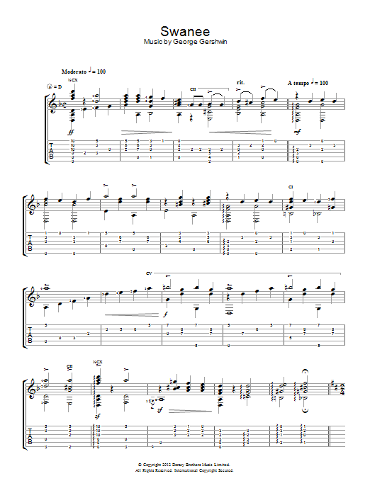 Learn to play Jerry Willard Swanee sheet music for Solo Guitar in minutes. Jerry Willard Swanee sheet music notes and chords
