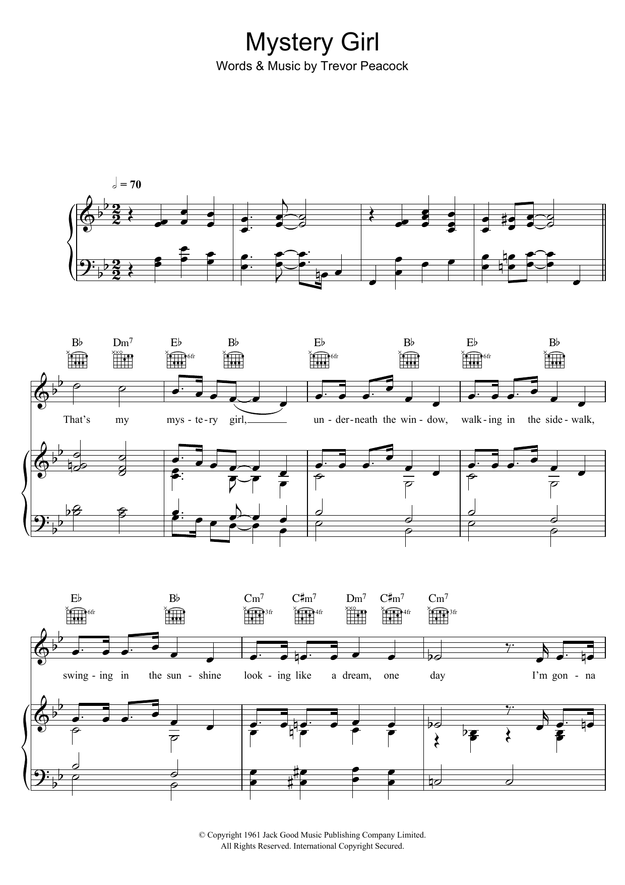 Jess Conrad Mystery Girl sheet music notes and chords. Download Printable PDF.