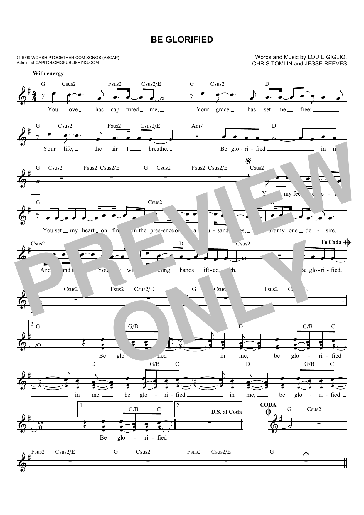 Jesse Reeves Be Glorified sheet music notes and chords. Download Printable PDF.