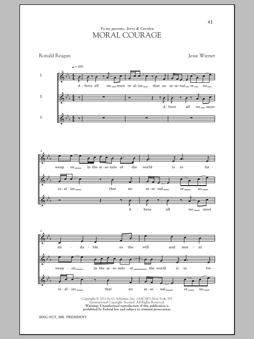 Jesse Wiener Moral Courage sheet music notes and chords. Download Printable PDF.