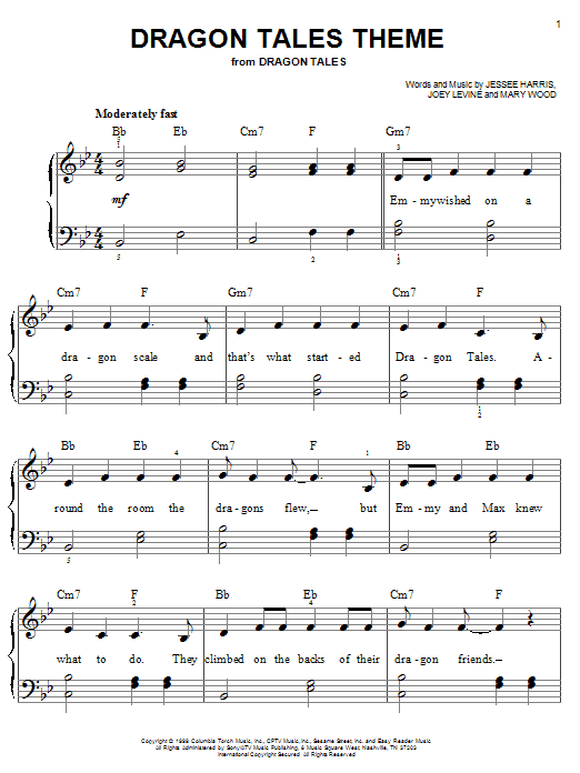 Learn to play Jessee Harris Dragon Tales Theme sheet music for Easy Piano in minutes. Price: 6.9900$ Jessee Harris Dragon Tales Theme sheet music notes and chords arranged for Easy Piano