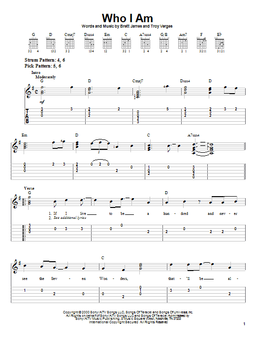 Learn to play Jessica Andrews Who I Am sheet music for Easy Guitar Tab in minutes. Price: 6.9900$ Jessica Andrews Who I Am sheet music notes and chords. Download Printable PDF.