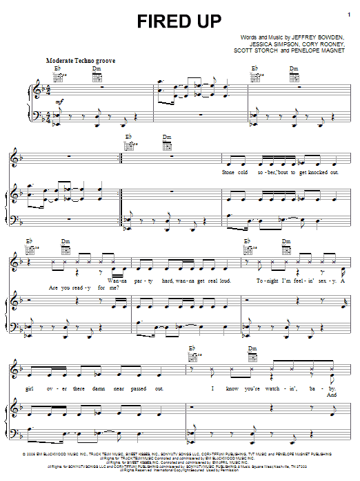 Jessica Simpson Fired Up sheet music notes and chords. Download Printable PDF.