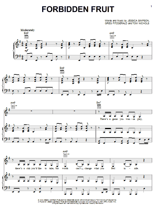 Jessica Simpson Forbidden Fruit sheet music notes and chords. Download Printable PDF.