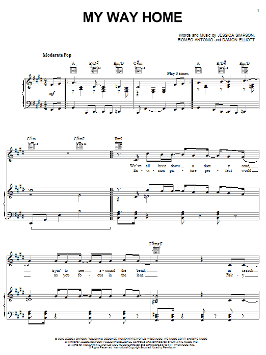 Learn to play Jessica Simpson My Way Home sheet music for Piano, Vocal & Guitar (Right-Hand Melody) in minutes. Jessica Simpson My Way Home sheet music notes and chords. Download Printable PDF.